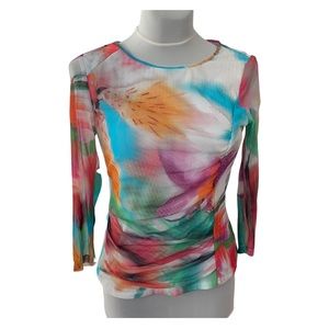 PER SE size M multicolor side rutched lined top in excellent condition